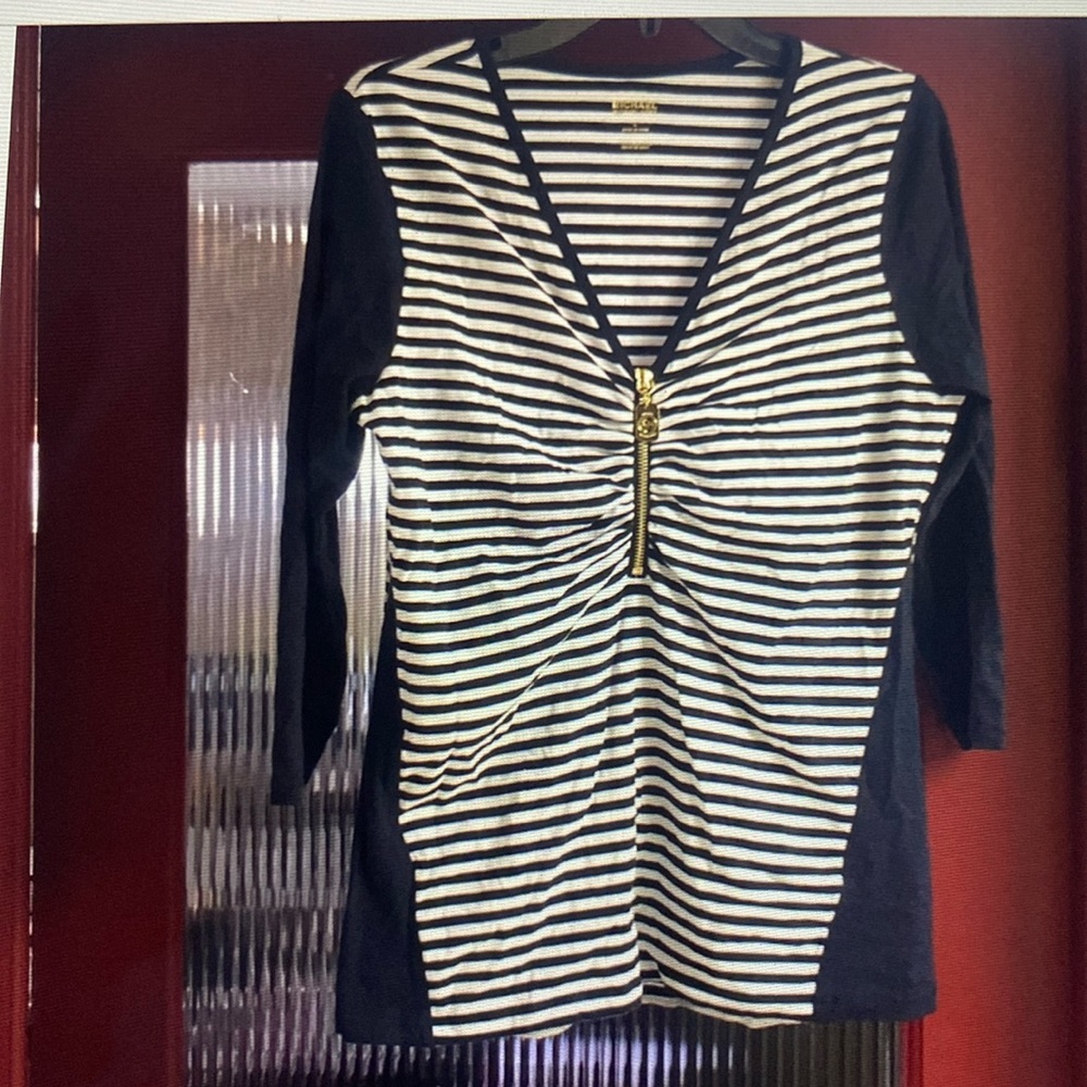 Michael Kors Cotton Stretch ThreeQuarter SleeveTop